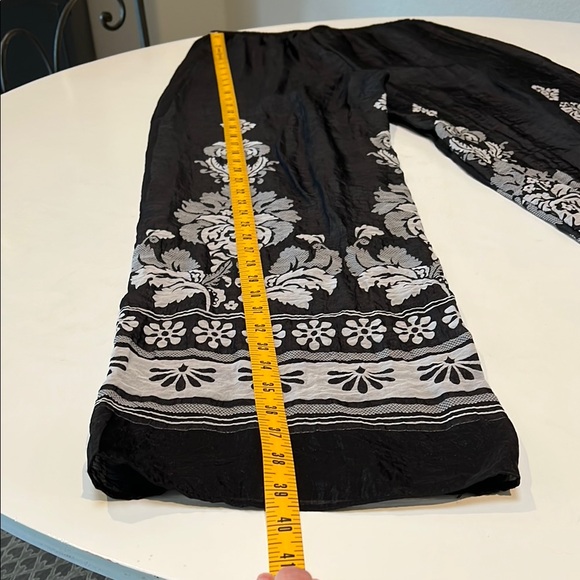 LAPIS Shear overlay black and whitewhimsical Indy goth wide leg pants. CD 10 - Picture 7 of 7